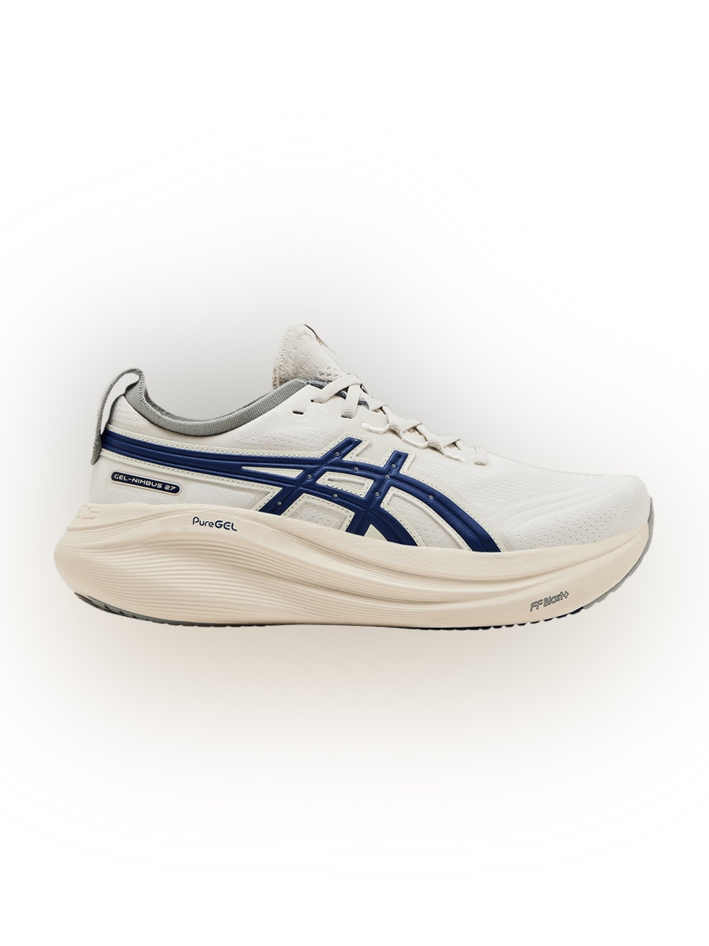 Asics White and Navy Athletic Running Shoes